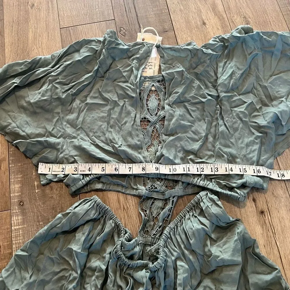 Free People Flowy Sage Green Romper size M